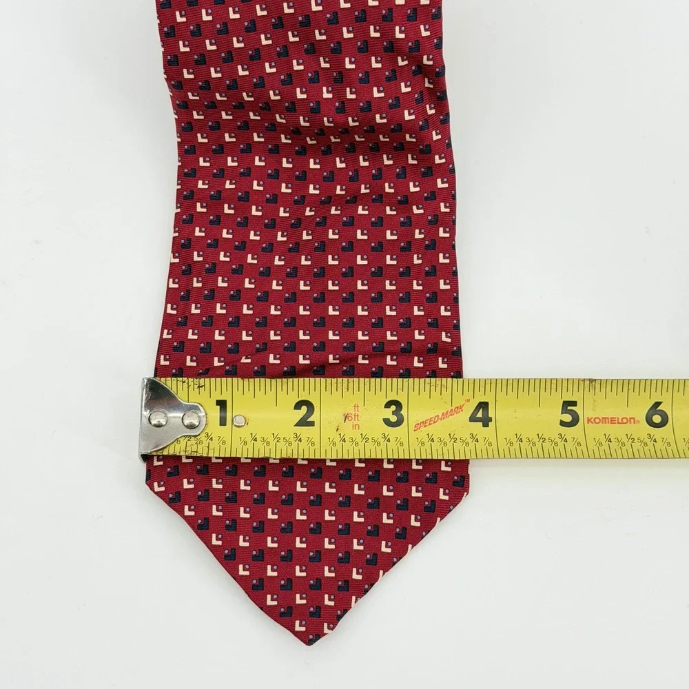Lot‎ of 3 Tommy Hilfiger Mens Silk Ties Geometric Crest Red Green Black Italy